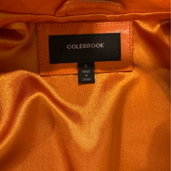 Colebrook orange leather jacket single button Y2K blazer - Picture 6 of 10